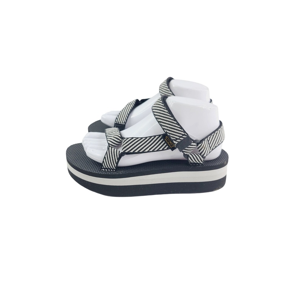 Teva, Striped Flip-flop Platform Sandals, Women's, Size 8 Black & White Stripes.